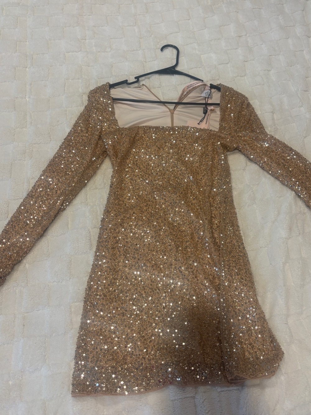 Oh Polly Gold Sequin Long Sleeve Mini Dress